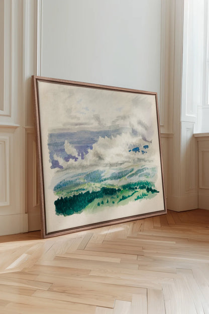 HILLS IN HUSH, Oeuvre sur toile étirée, encadré Brun Chêne