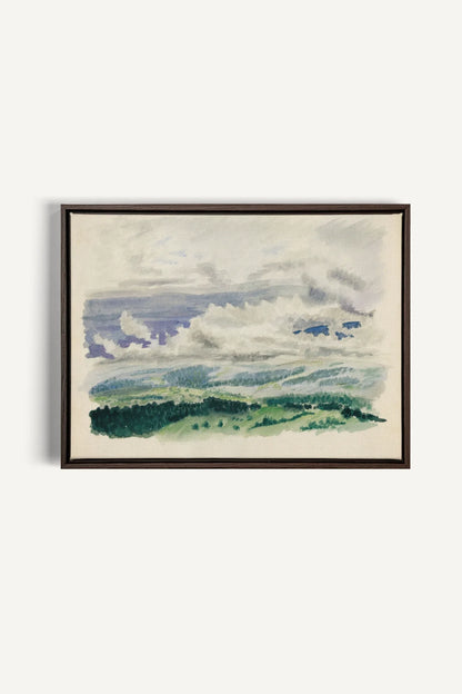 HILLS IN HUSH, Oeuvre sur toile étirée, encadré Brun Noyer