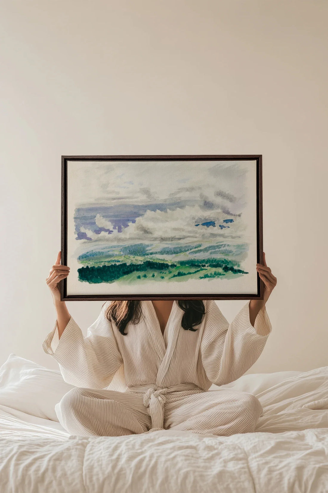 HILLS IN HUSH, Oeuvre sur toile étirée, encadré Brun Noyer