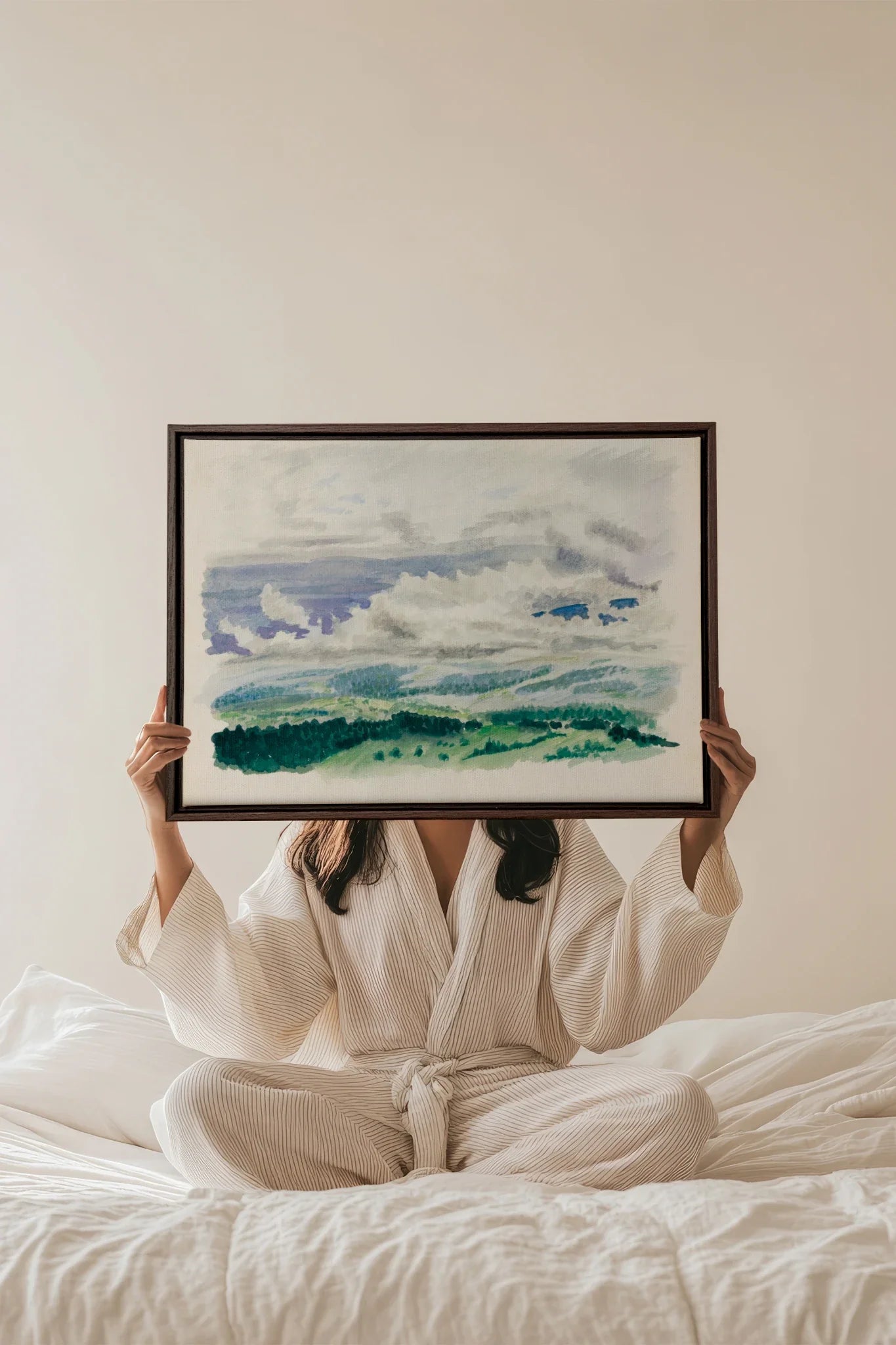 HILLS IN HUSH, Oeuvre sur toile étirée, encadré Brun Noyer
