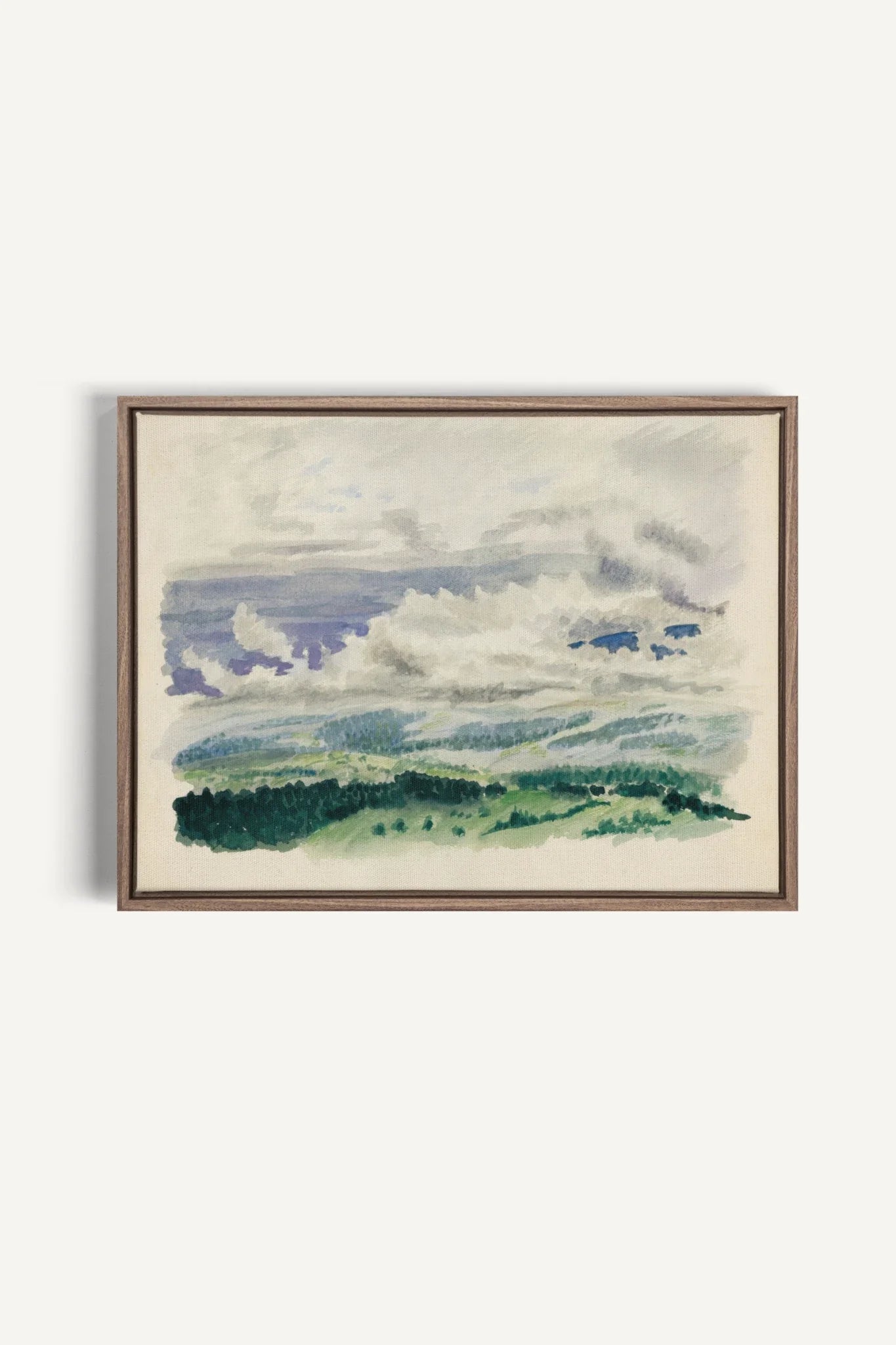 HILLS IN HUSH, Oeuvre sur toile étirée, encadré Brun Chêne