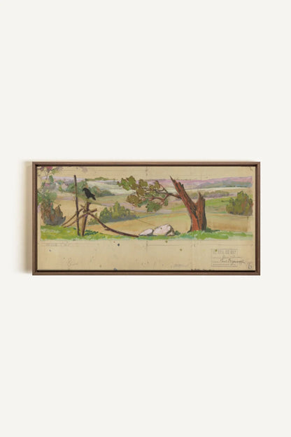 OLEKA CANVAS - HILLTONE DREAM, Oeuvre sur toile étirée, encadré Brun Chêne