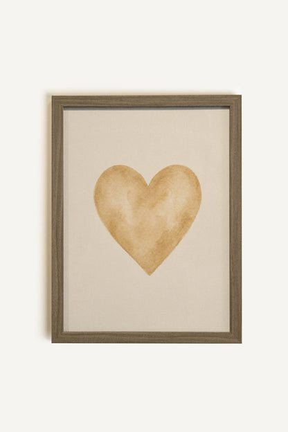 HONEY HEART, Oeuvre sur toile rigide, encadré brun chêne