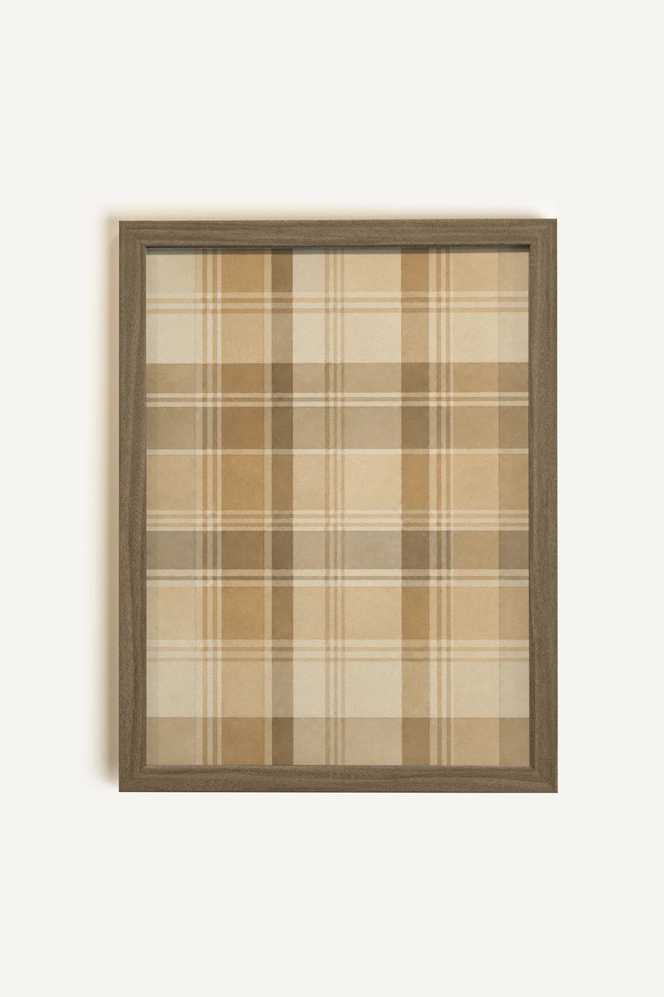 HONEY PLAID, Oeuvre sur toile rigide, encadré brun chêne