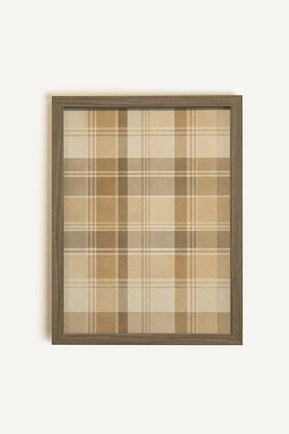 HONEY PLAID, Oeuvre sur toile rigide, encadré brun chêne