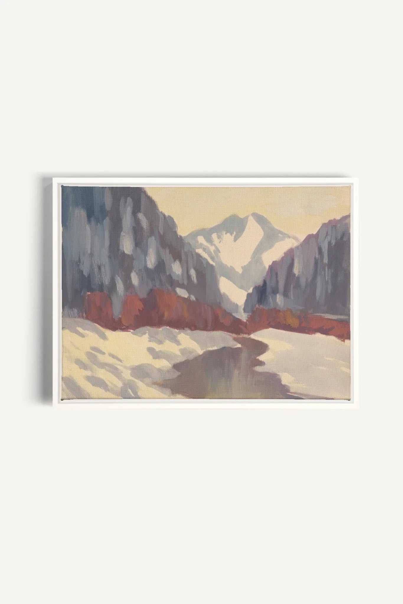 HORIZON DES MONTS, Oeuvre sur toile étirée, encadré Blanc