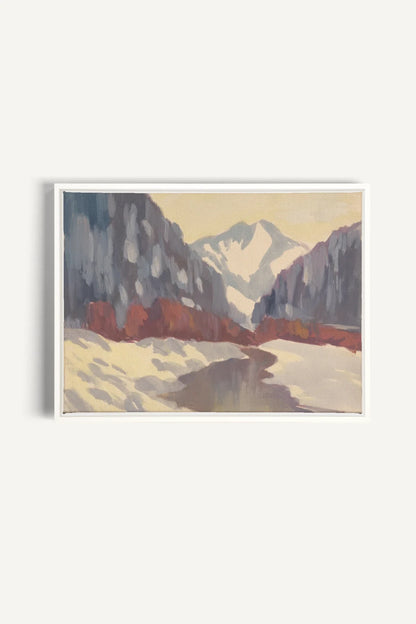 HORIZON DES MONTS, Oeuvre sur toile étirée, encadré Blanc