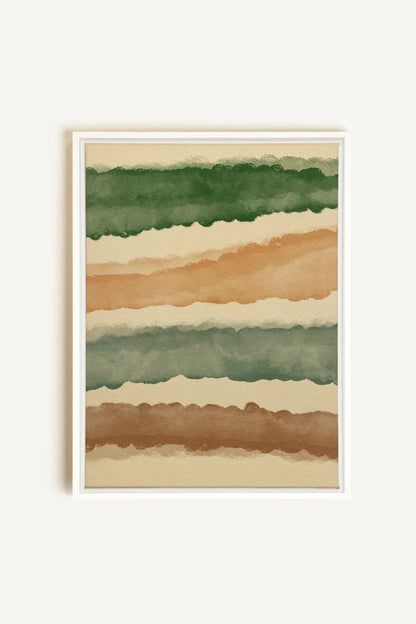 OLEKA CANVAS - HORIZON VÉGÉTAL, Oeuvre sur toile étirée, encadré Blanc