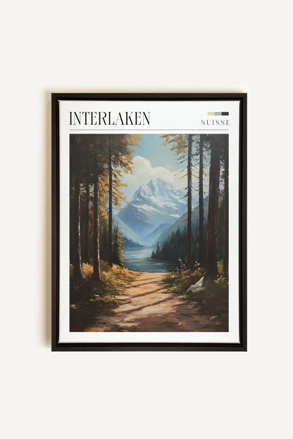 OLEKA CANVAS - INTERLAKEN, Oeuvre sur toile étirée, encadré Noir