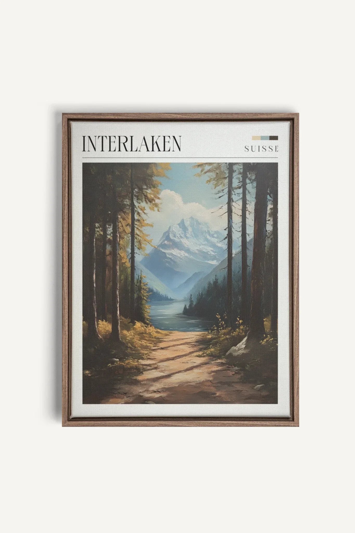 OLEKA CANVAS - INTERLAKEN, Oeuvre sur toile étirée, encadré Brun Chêne