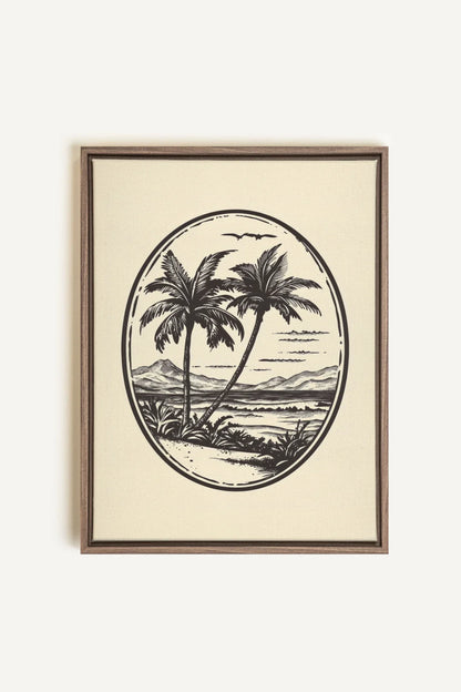 OLEKA CANVAS - ISLAND ESCAPE, Oeuvre sur toile étirée, encadré Brun Chêne
