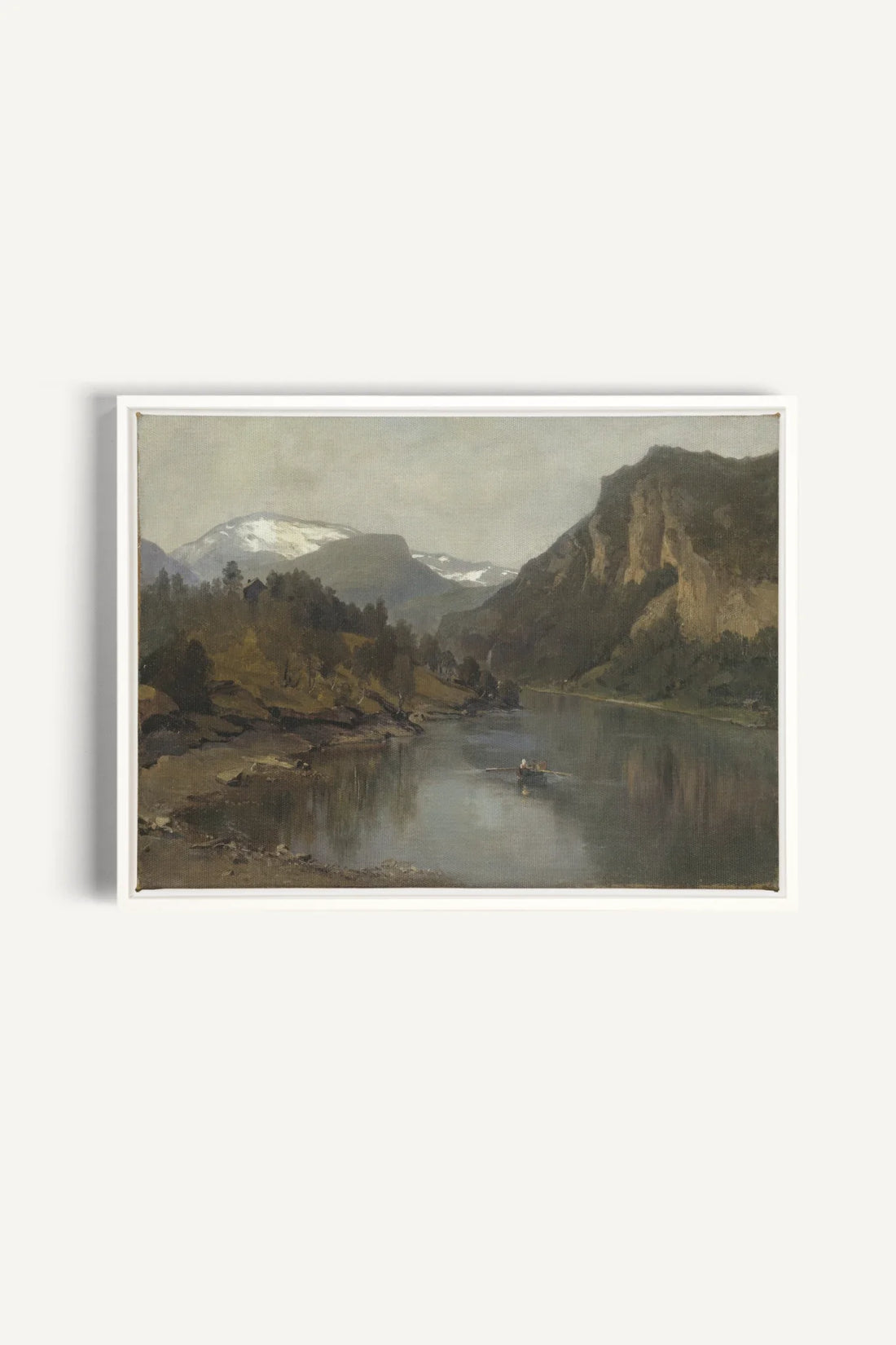 LAC MIROIR, Oeuvre sur toile étirée, encadré Blanc