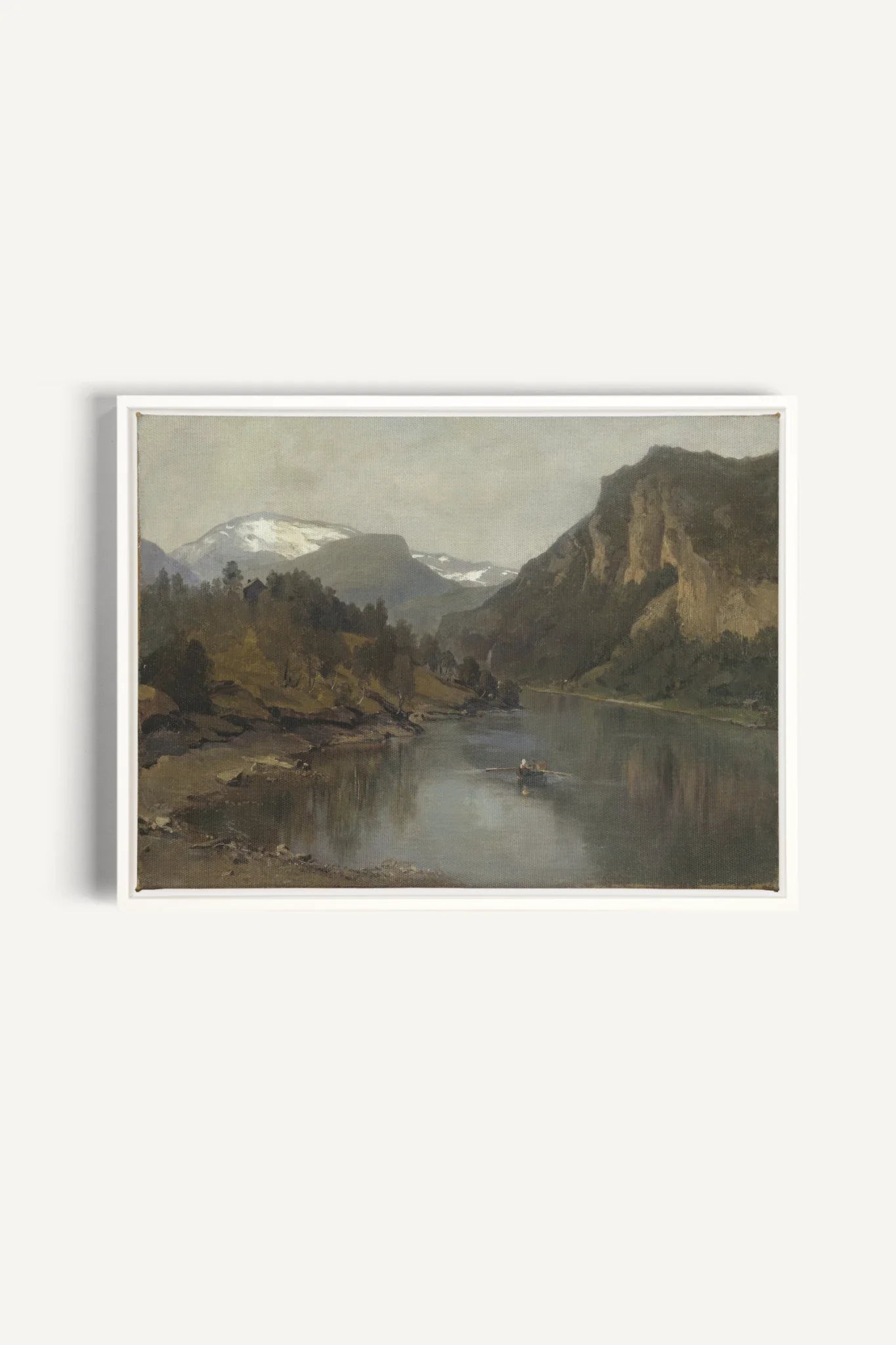 LAC MIROIR, Oeuvre sur toile étirée, encadré Blanc