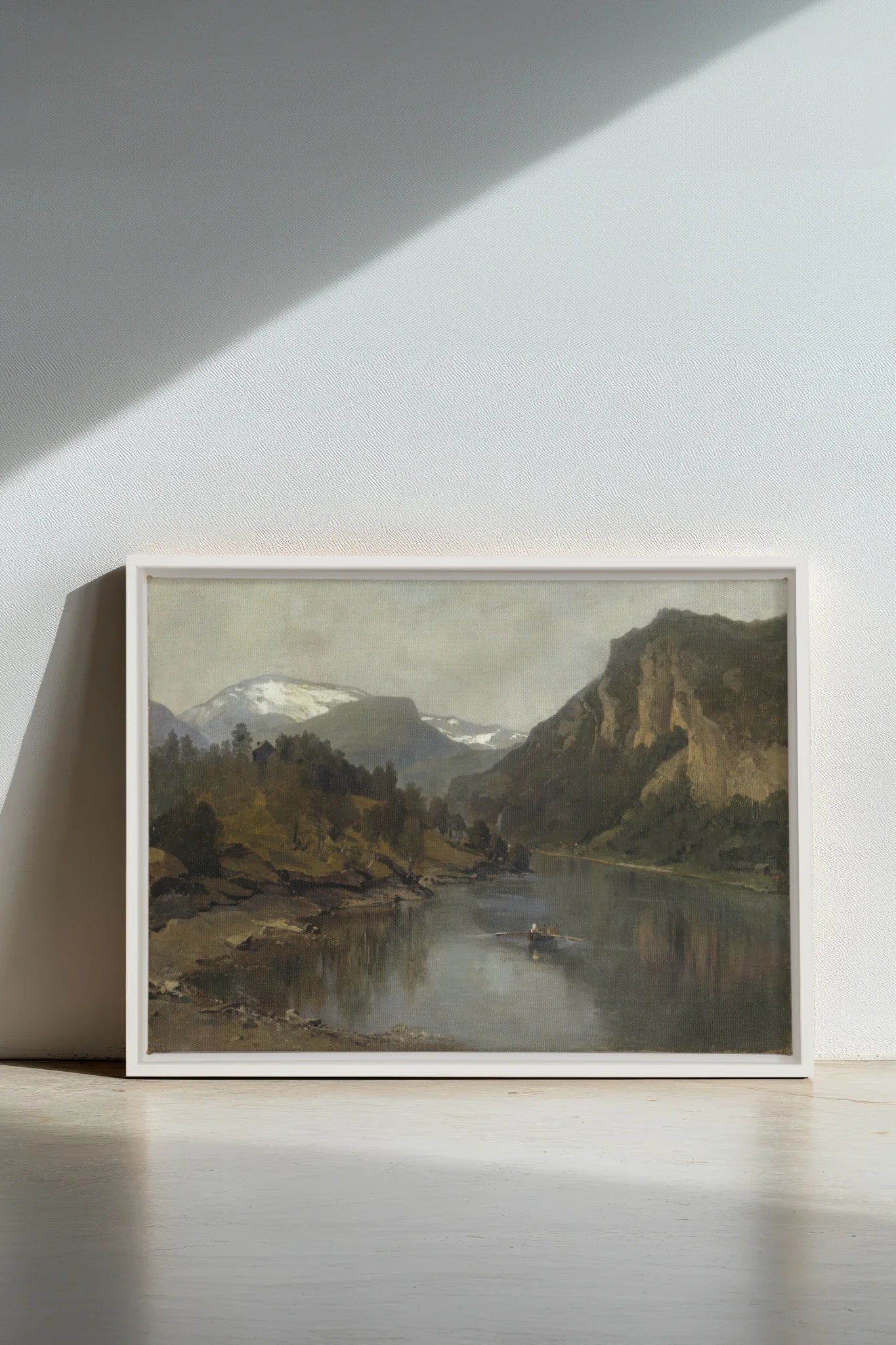 LAC MIROIR, Oeuvre sur toile étirée, encadré Blanc