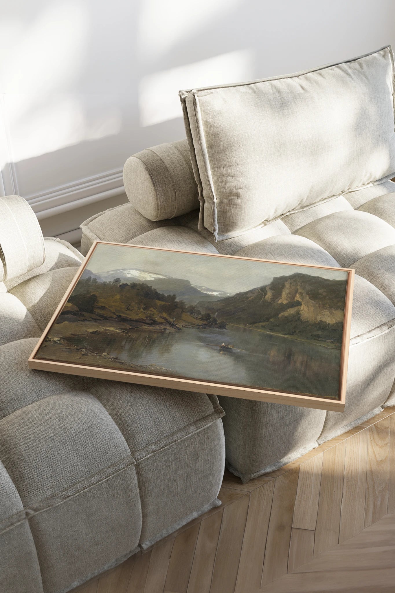 LAC MIROIR, Oeuvre sur toile étirée, encadré Naturel Clair