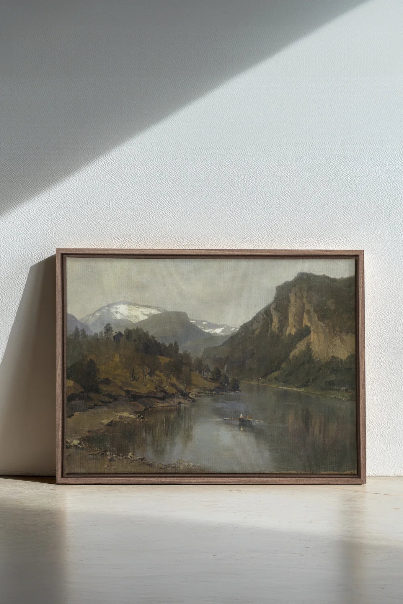 LAC MIROIR, Oeuvre sur toile étirée, encadré Brun Chêne
