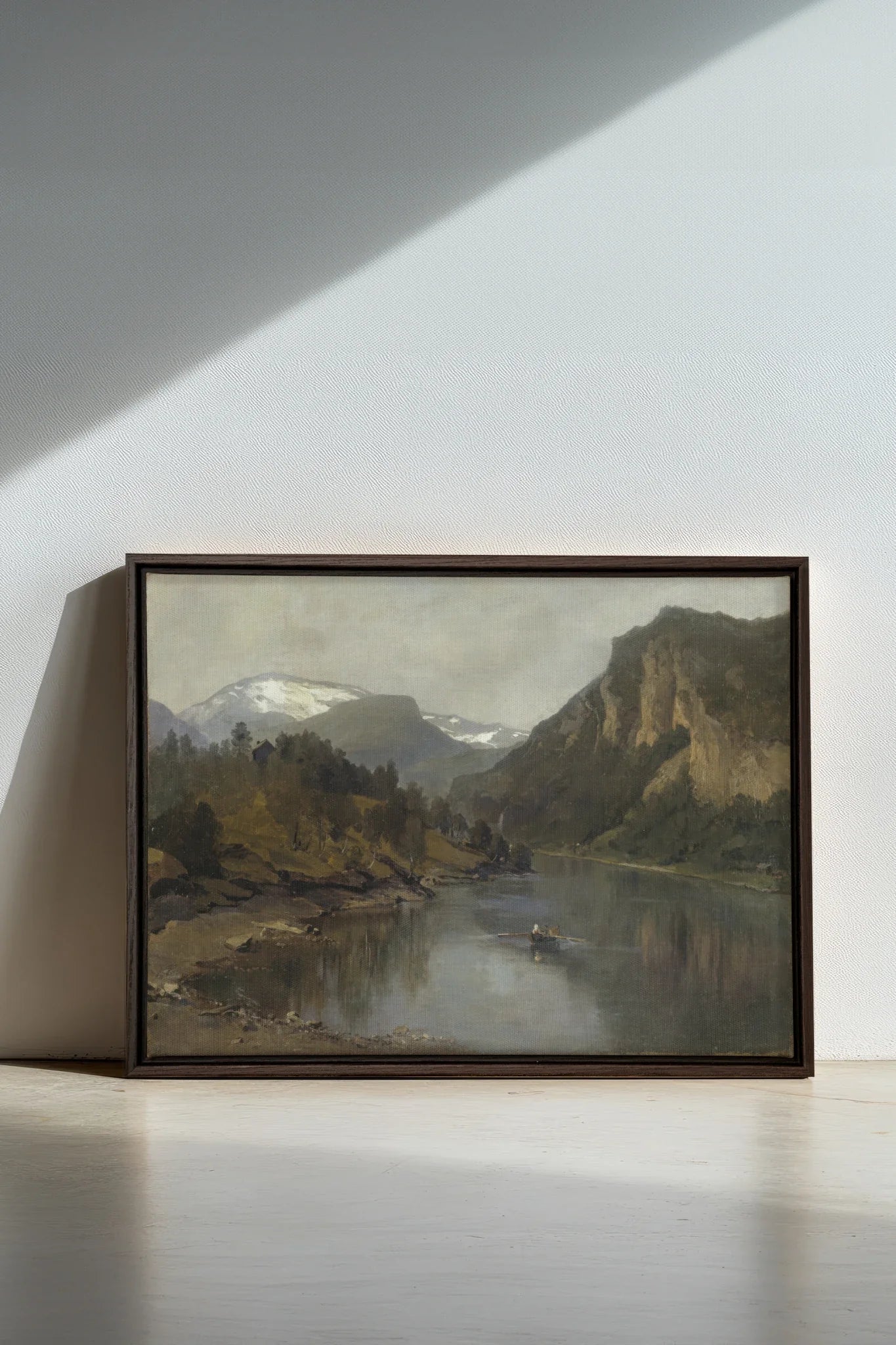 LAC MIROIR, Oeuvre sur toile étirée, encadré Brun Noyer