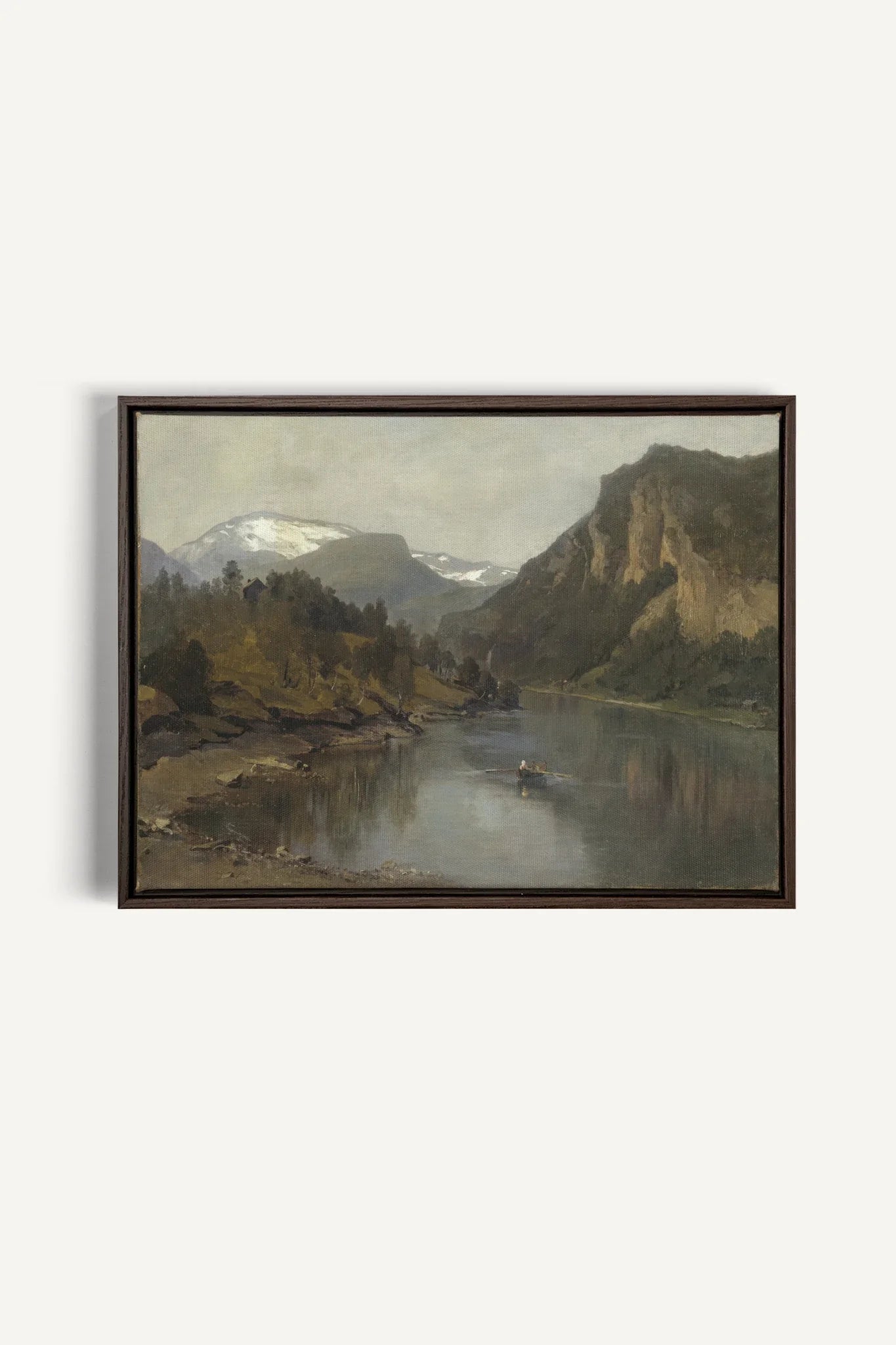 LAC MIROIR, Oeuvre sur toile étirée, encadré Brun Noyer