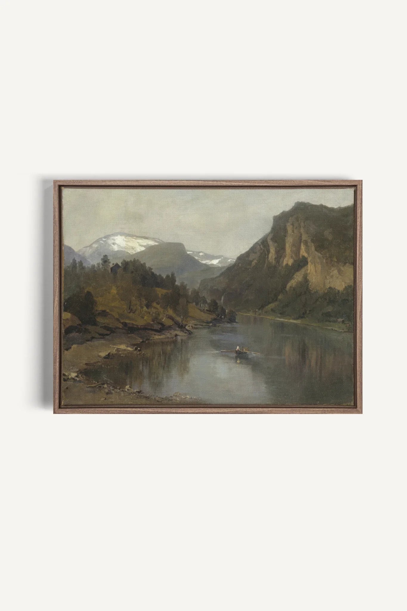 LAC MIROIR, Oeuvre sur toile étirée, encadré Brun Chêne