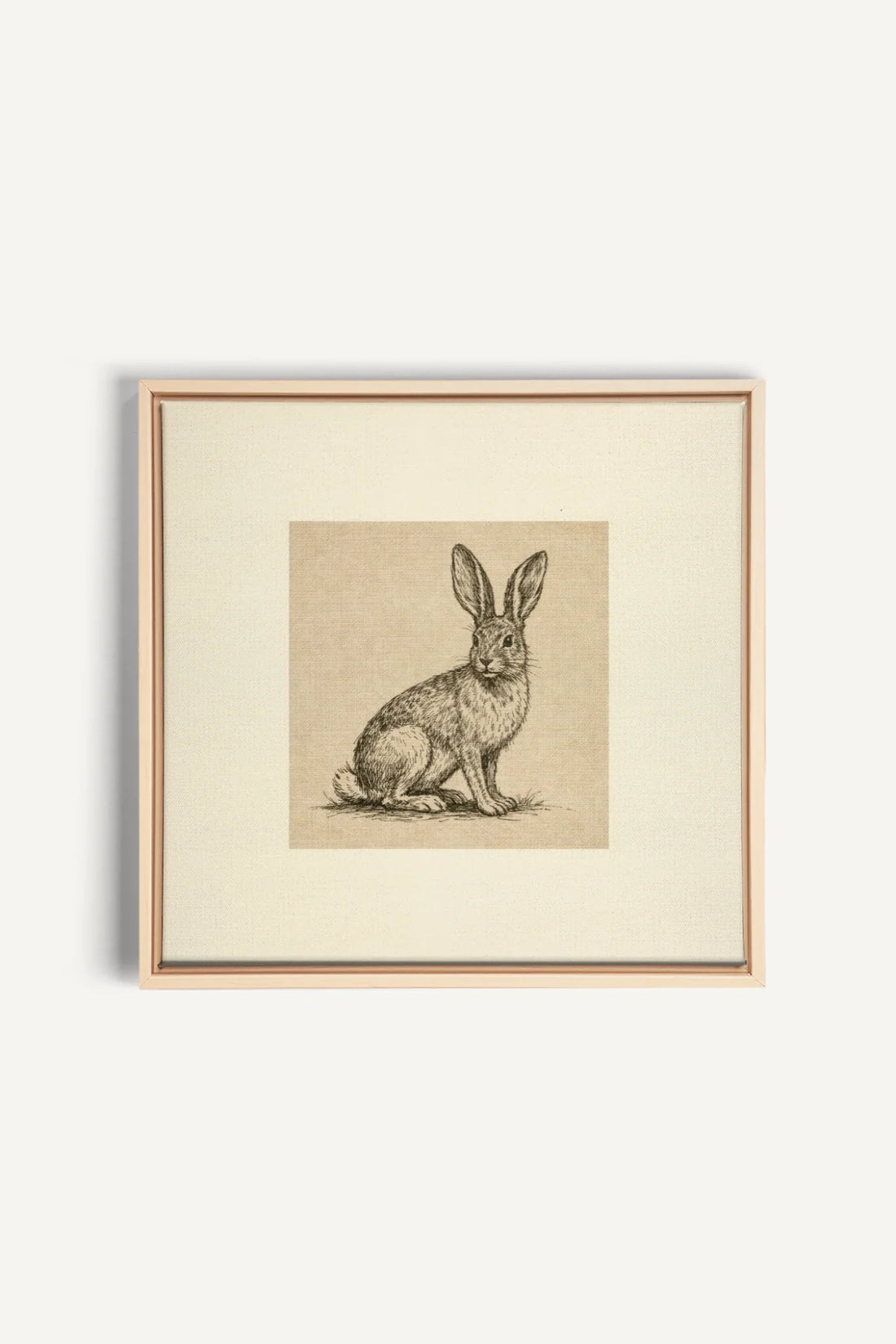 LAPIN DE LIN, Oeuvre sur toile étirée, encadré Naturel Clair