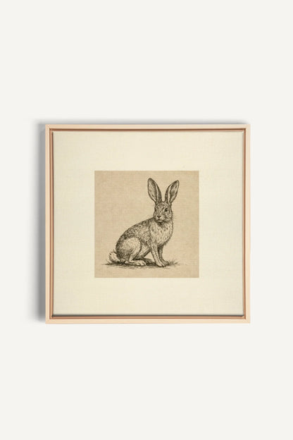 LAPIN DE LIN, Oeuvre sur toile étirée, encadré Naturel Clair