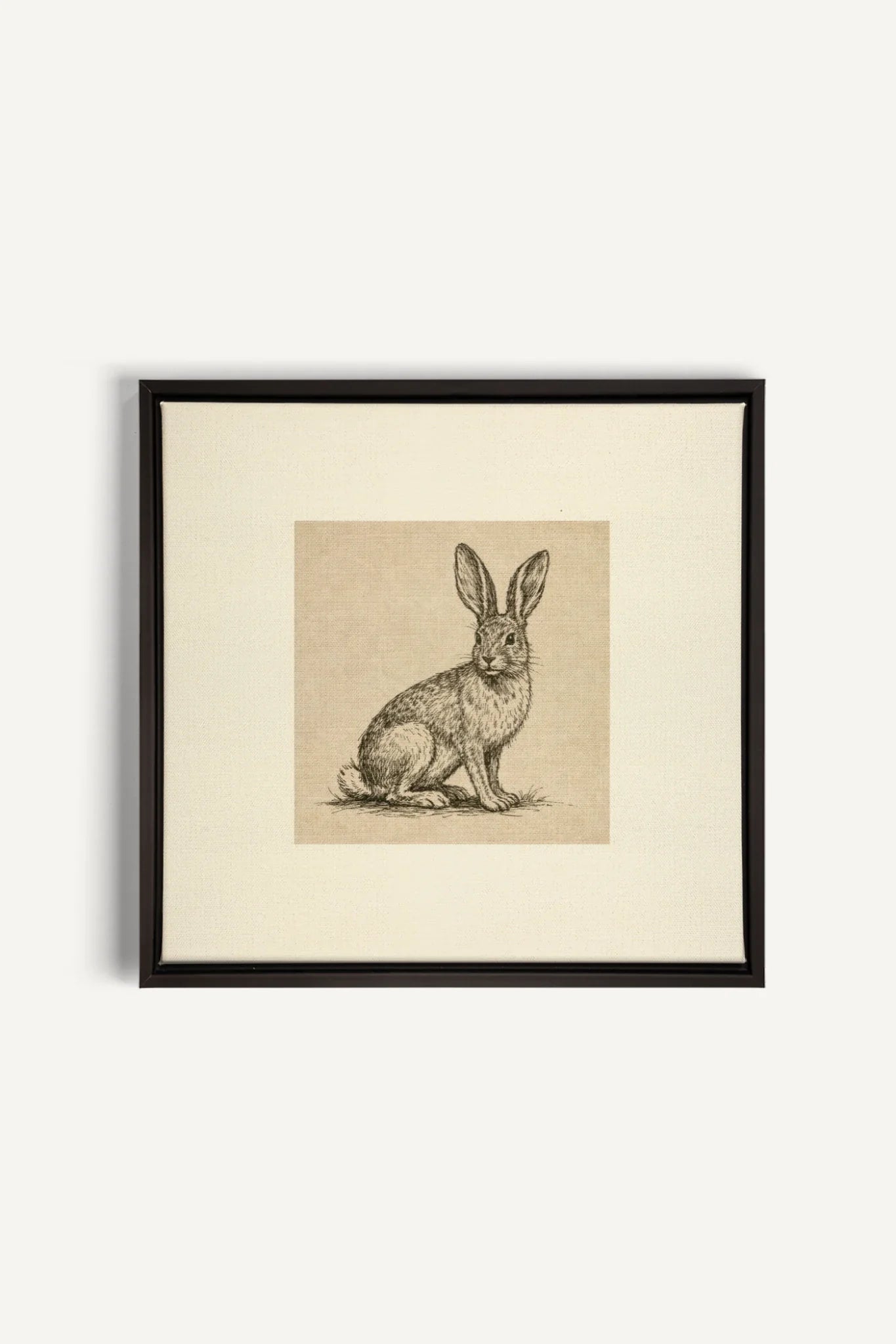LAPIN DE LIN, Oeuvre sur toile étirée, encadré Noir