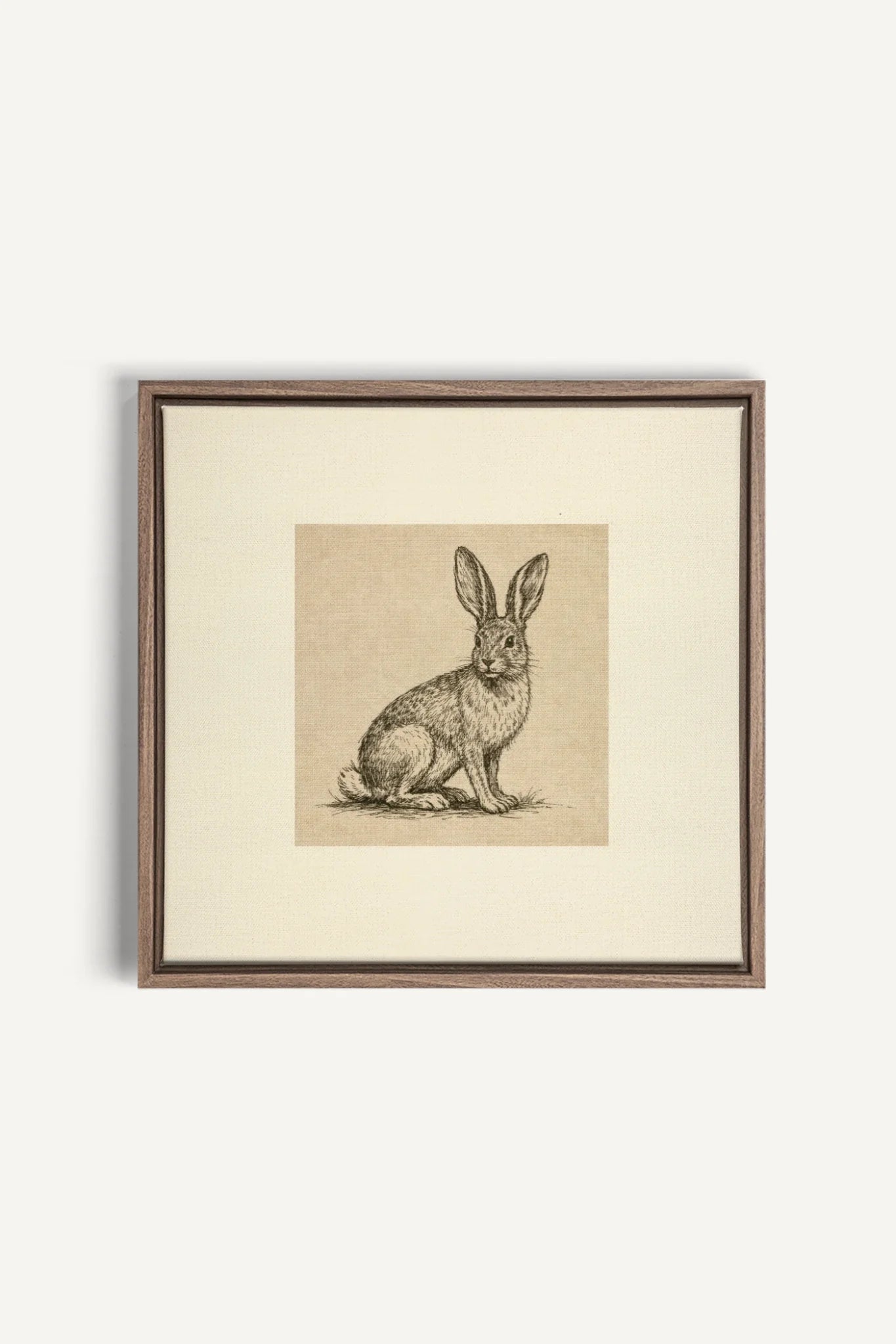 LAPIN DE LIN, Oeuvre sur toile étirée, encadré Brun Chêne
