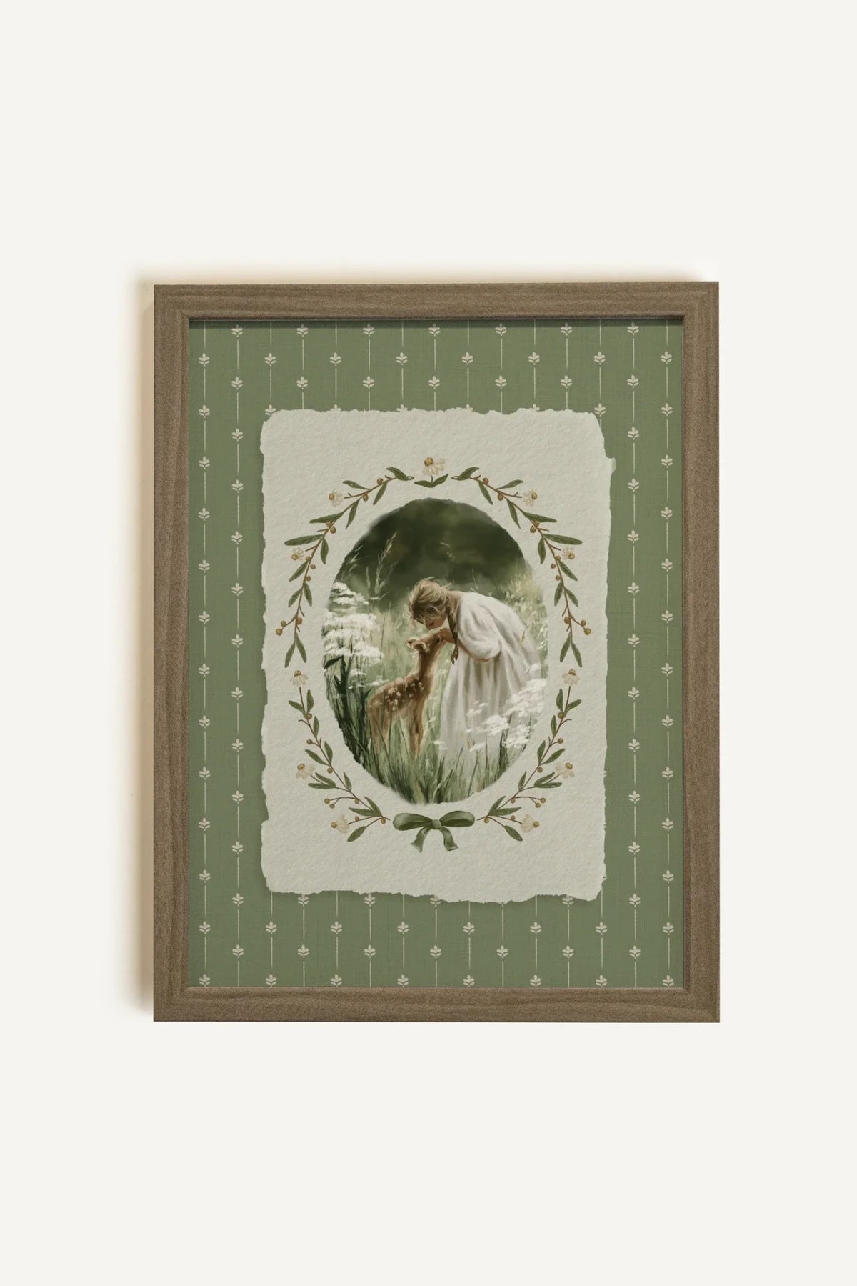 LA RENCONTRE, Oeuvre sur toile rigide, encadré brun chêne