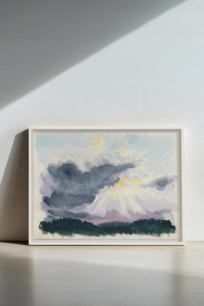LAVENDER STORM, Oeuvre sur toile étirée, encadré Blanc