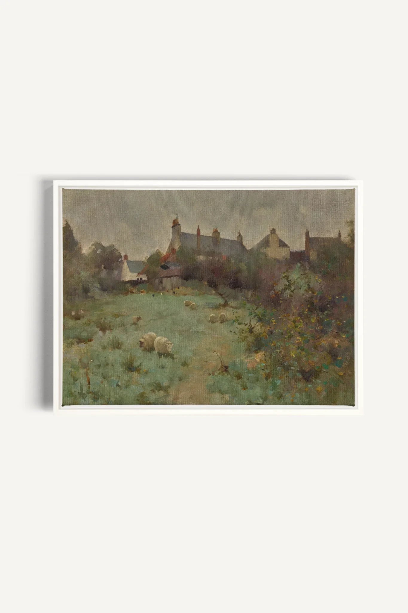 LE JARDIN DES PRÉS, Oeuvre sur toile étirée, encadré Blanc
