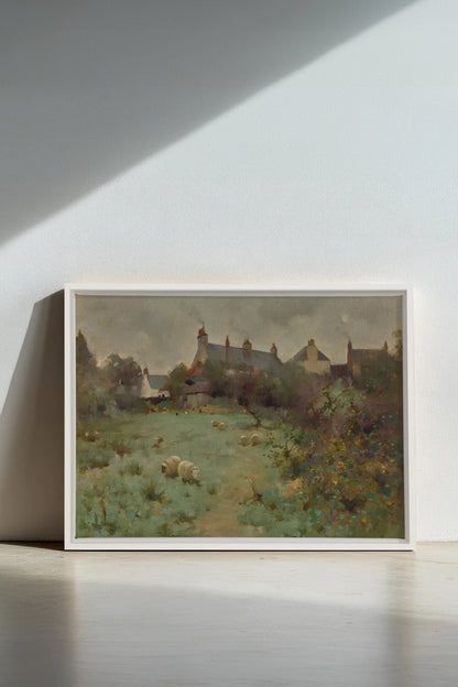 LE JARDIN DES PRÉS, Oeuvre sur toile étirée, encadré Blanc