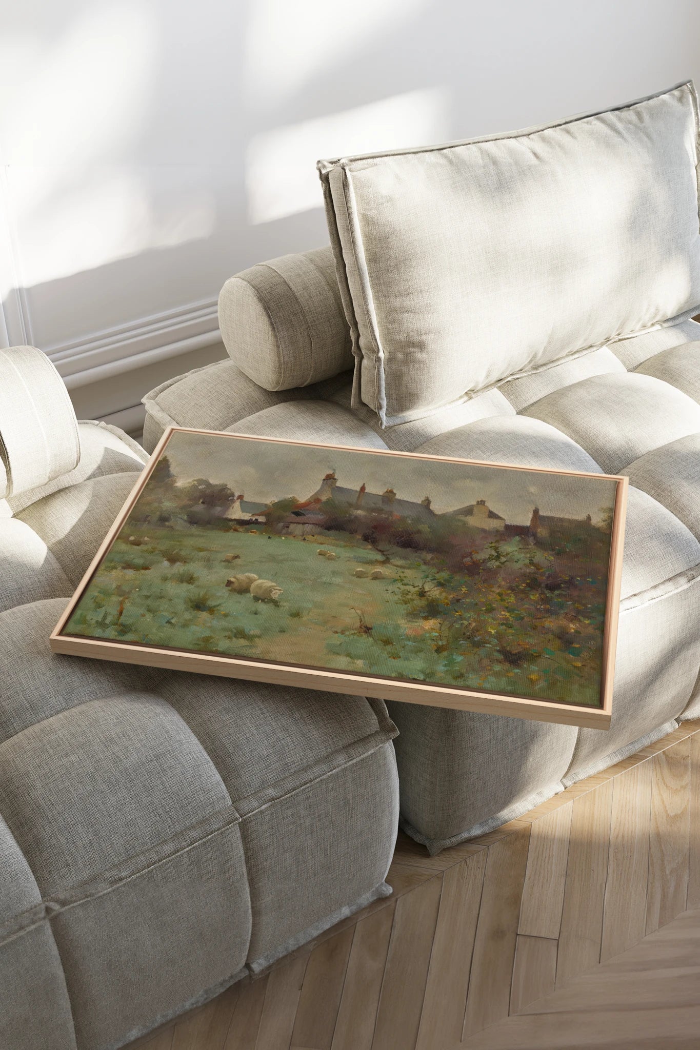 LE JARDIN DES PRÉS, Oeuvre sur toile étirée, encadré Naturel Clair