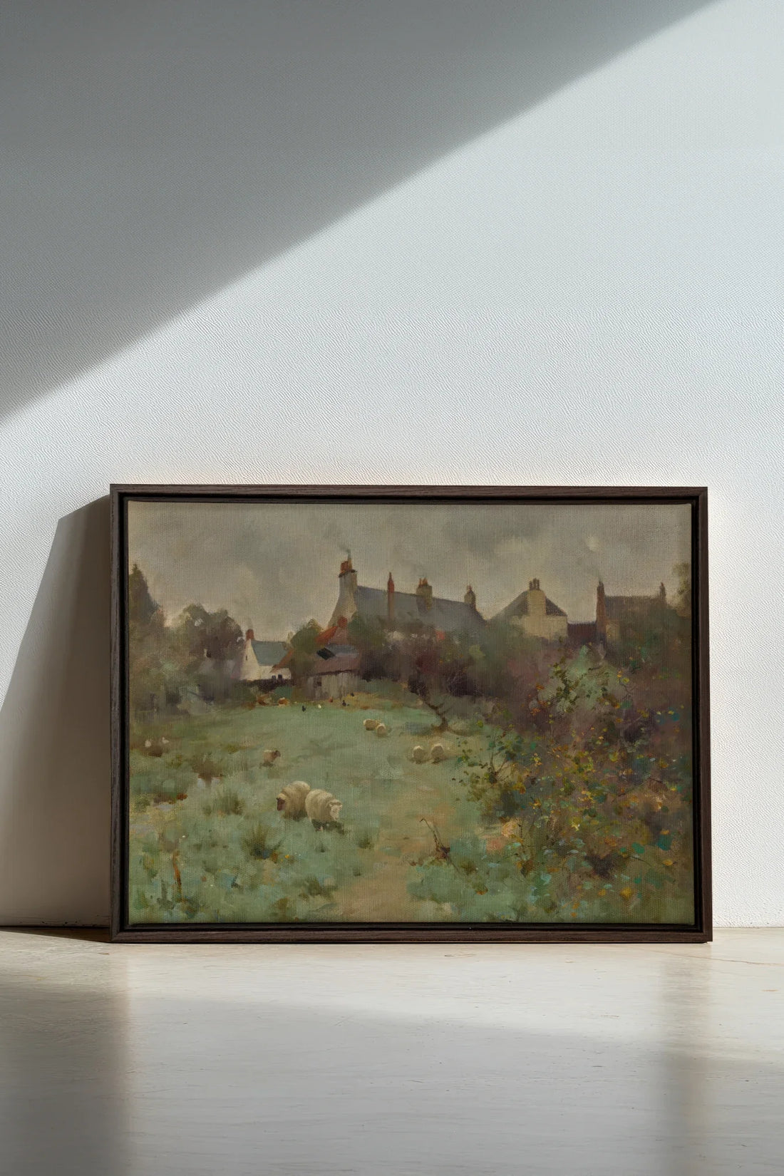 LE JARDIN DES PRÉS, Oeuvre sur toile étirée, encadré Brun Noyer