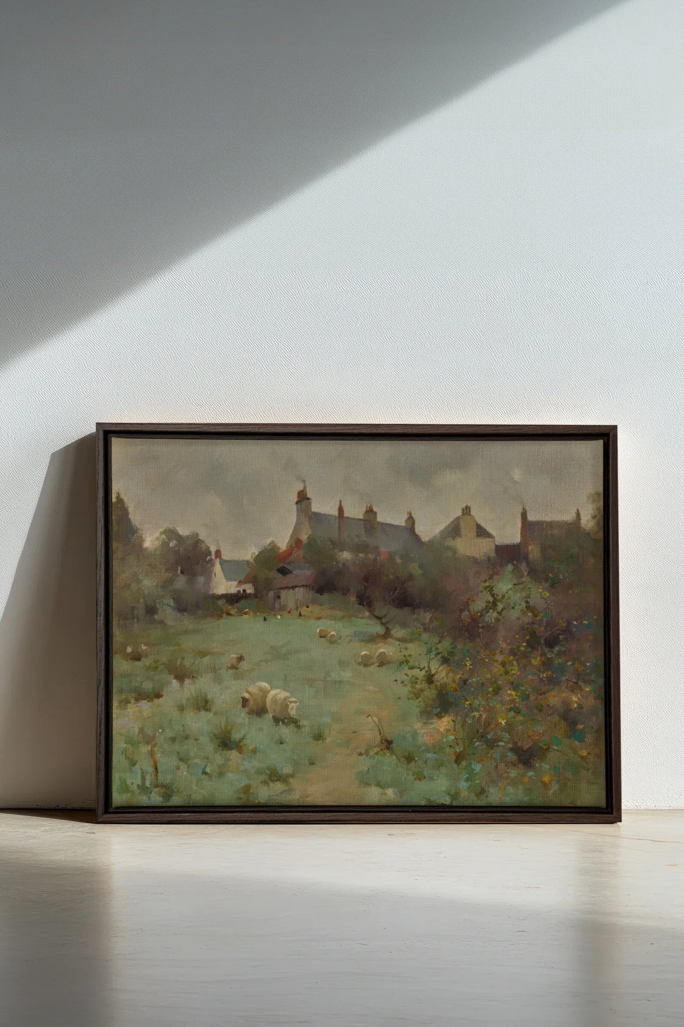 LE JARDIN DES PRÉS, Oeuvre sur toile étirée, encadré Brun Noyer