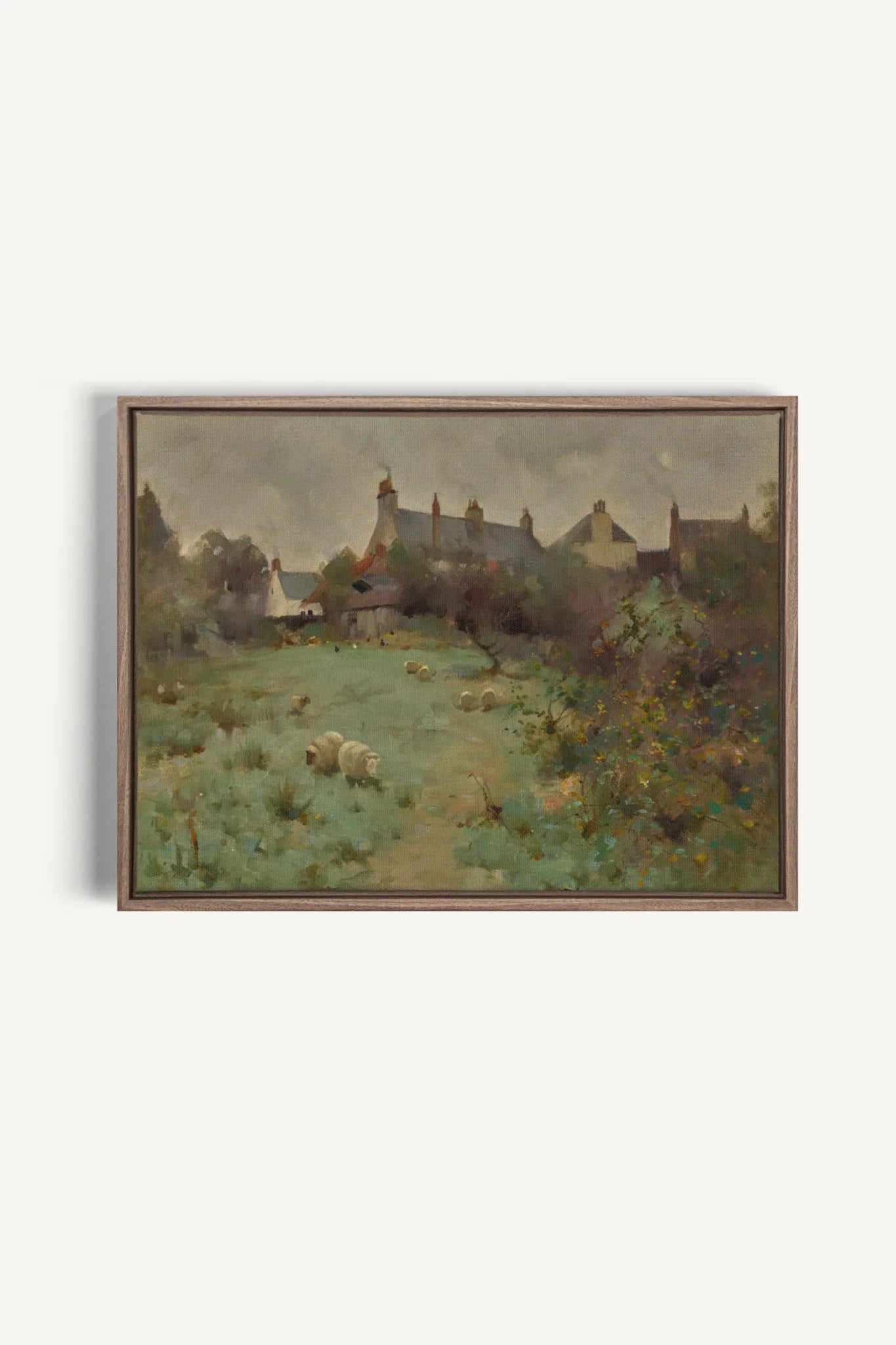 LE JARDIN DES PRÉS, Oeuvre sur toile étirée, encadré Brun Chêne