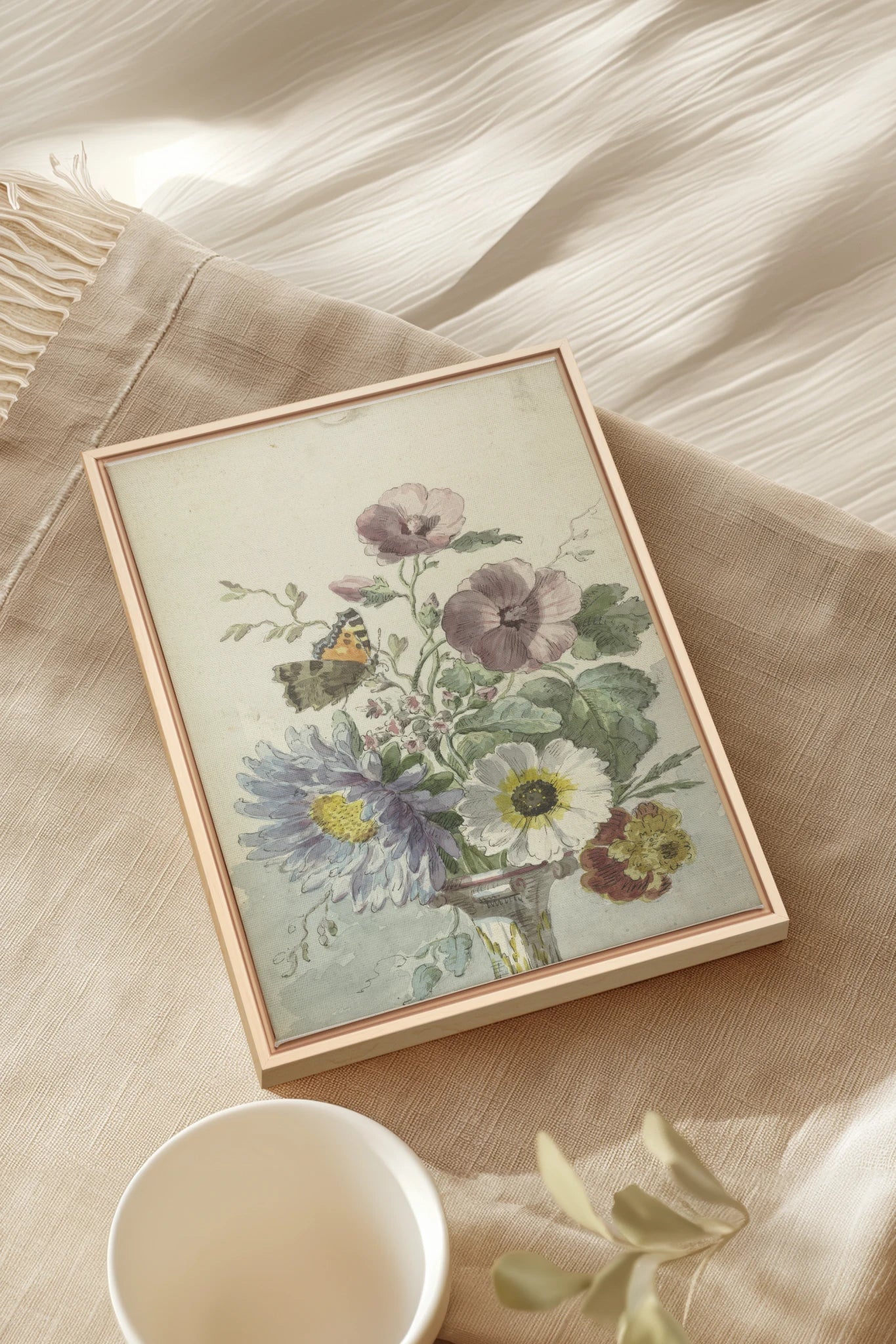 LE JARDIN PAPILLON, Oeuvre sur toile étirée, encadré Naturel Clair