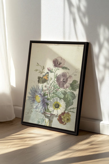 LE JARDIN PAPILLON, Oeuvre sur toile étirée, encadré Noir