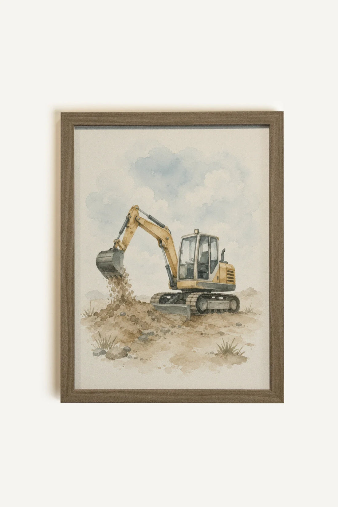 LE PETIT BÂTISSEUR, Oeuvre sur toile rigide, encadré brun chêne