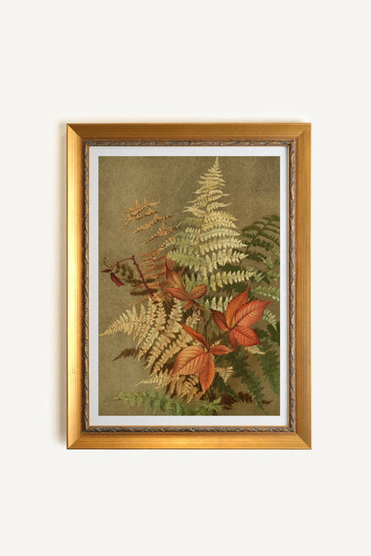 LEAF RELIC, Artwork on stretched canvas, framed Vintage Gold