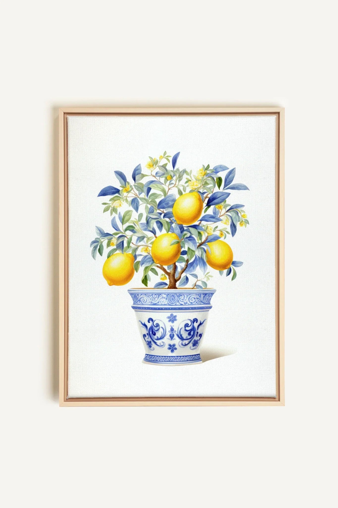 OLEKA CANVAS - LEMON BREEZE, Oeuvre sur toile étirée, encadré Naturel Clair