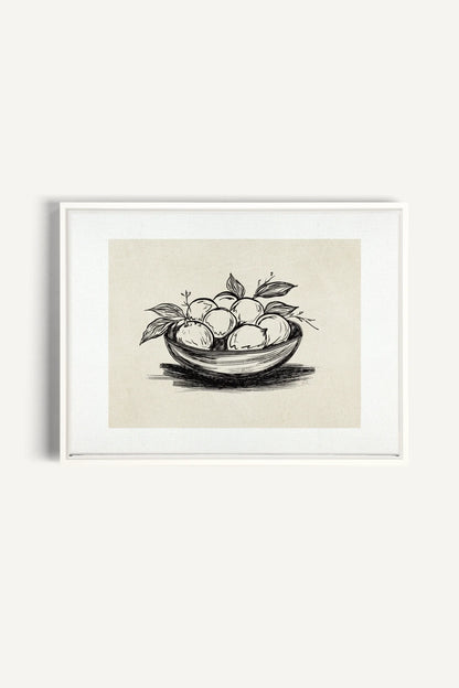 LEMON SKETCH, Oeuvre sur toile étirée, encadré Blanc