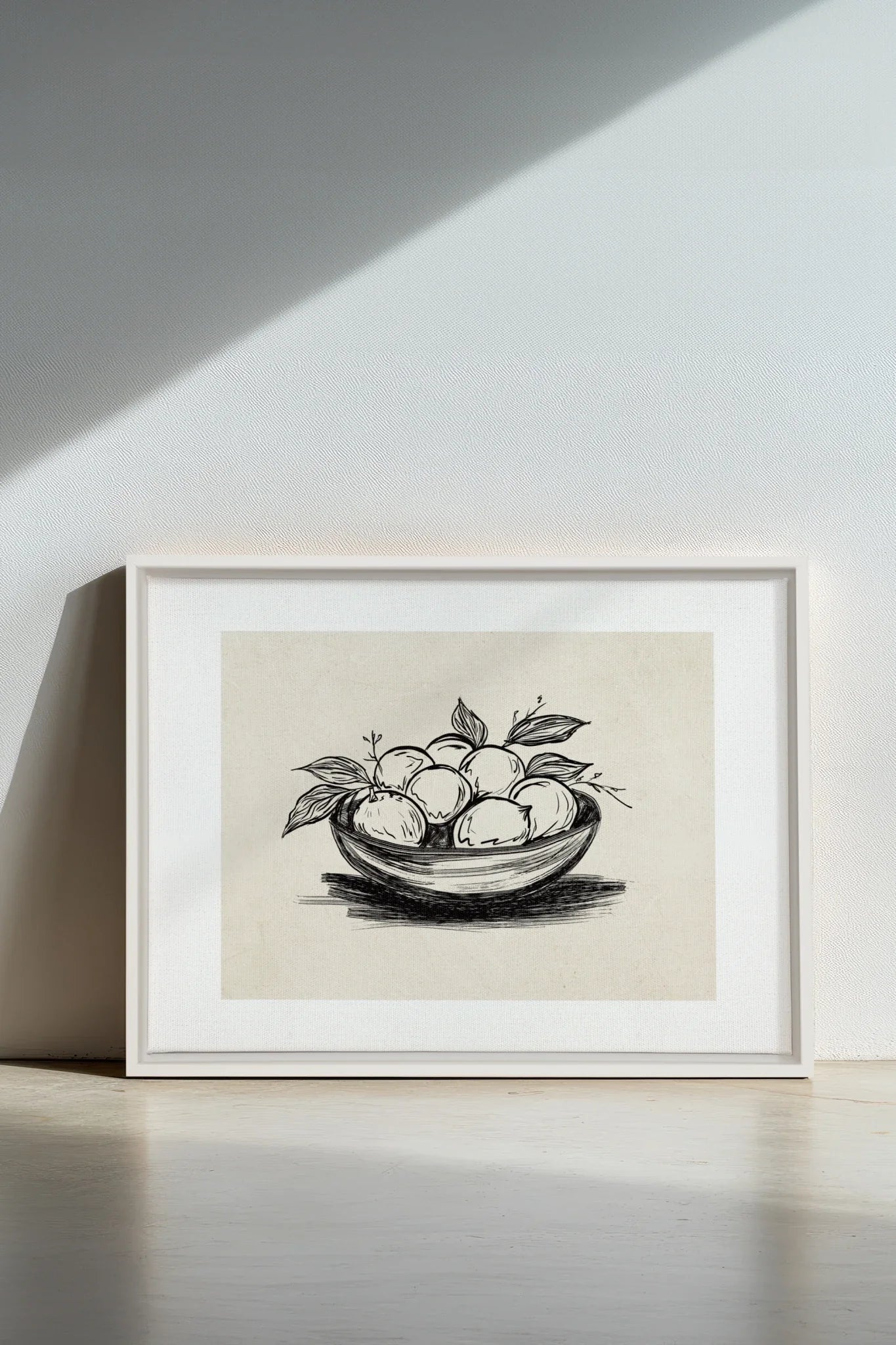 LEMON SKETCH, Oeuvre sur toile étirée, encadré Blanc