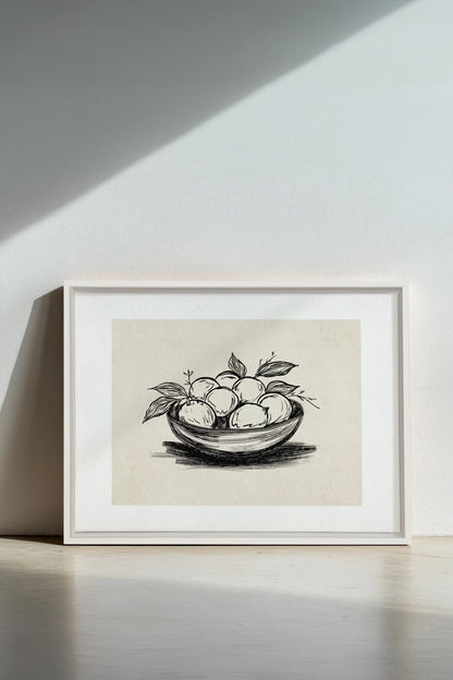 LEMON SKETCH, Oeuvre sur toile étirée, encadré Blanc
