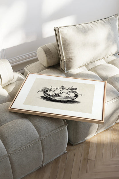 LEMON SKETCH, Oeuvre sur toile étirée, encadré Naturel Clair