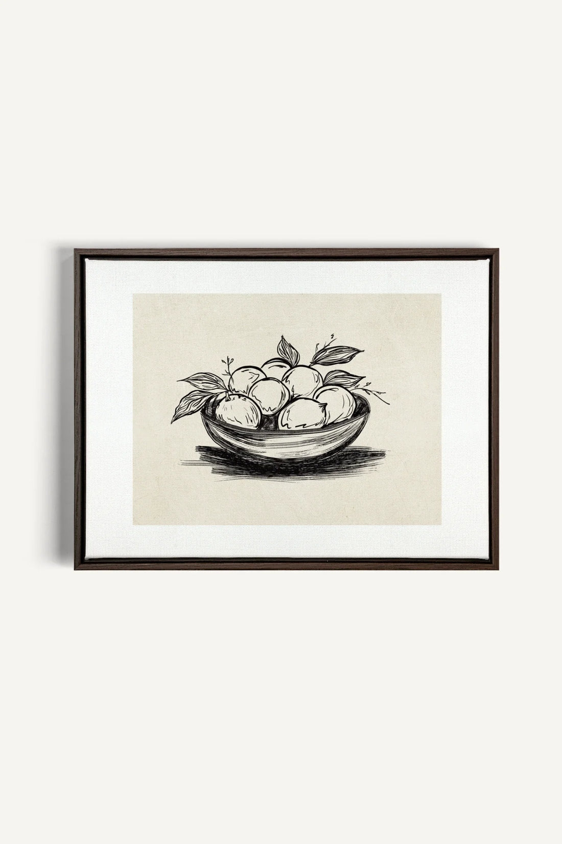 LEMON SKETCH, Oeuvre sur toile étirée, encadré Brun Noyer