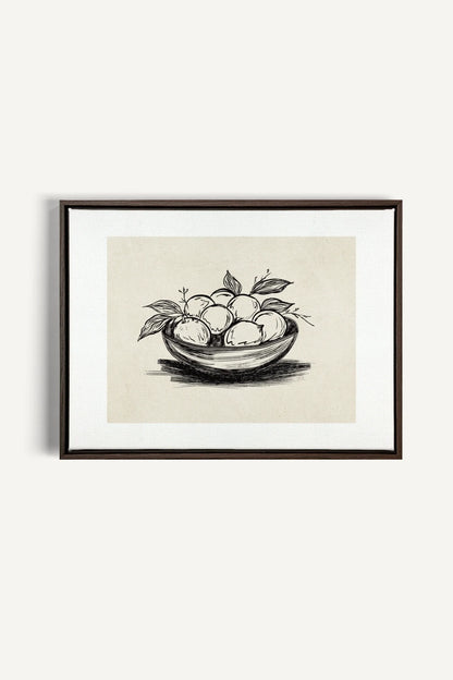 LEMON SKETCH, Oeuvre sur toile étirée, encadré Brun Noyer