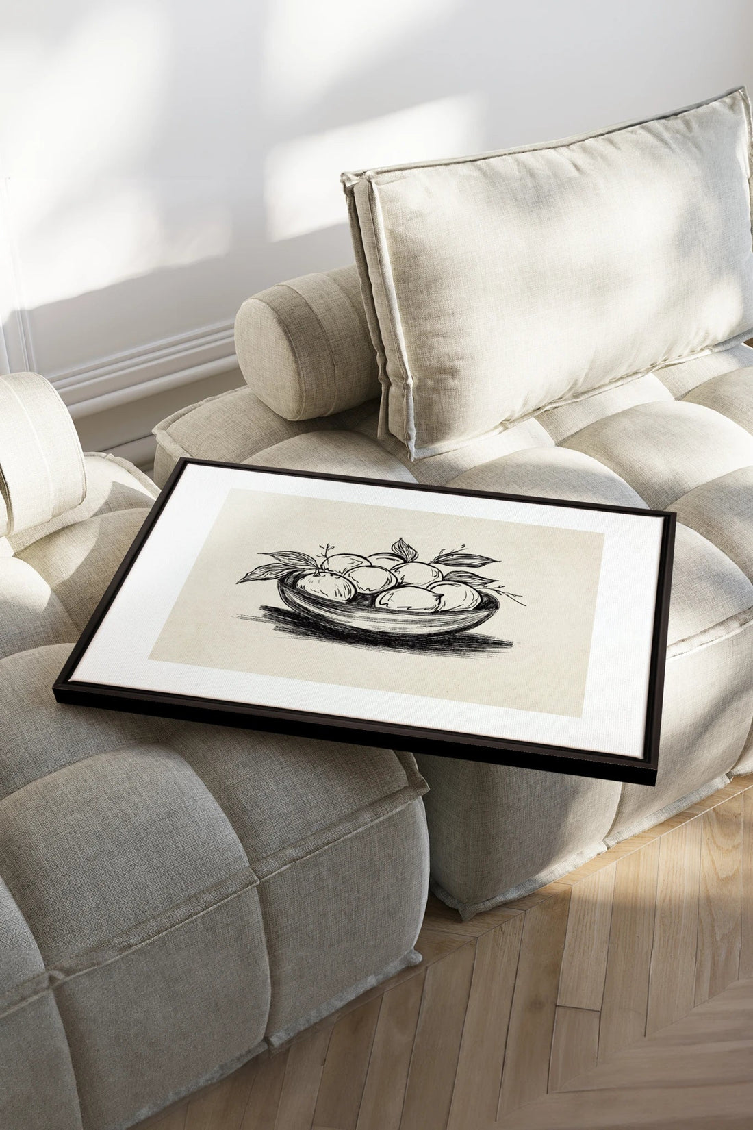 LEMON SKETCH, Oeuvre sur toile étirée, encadré Noir