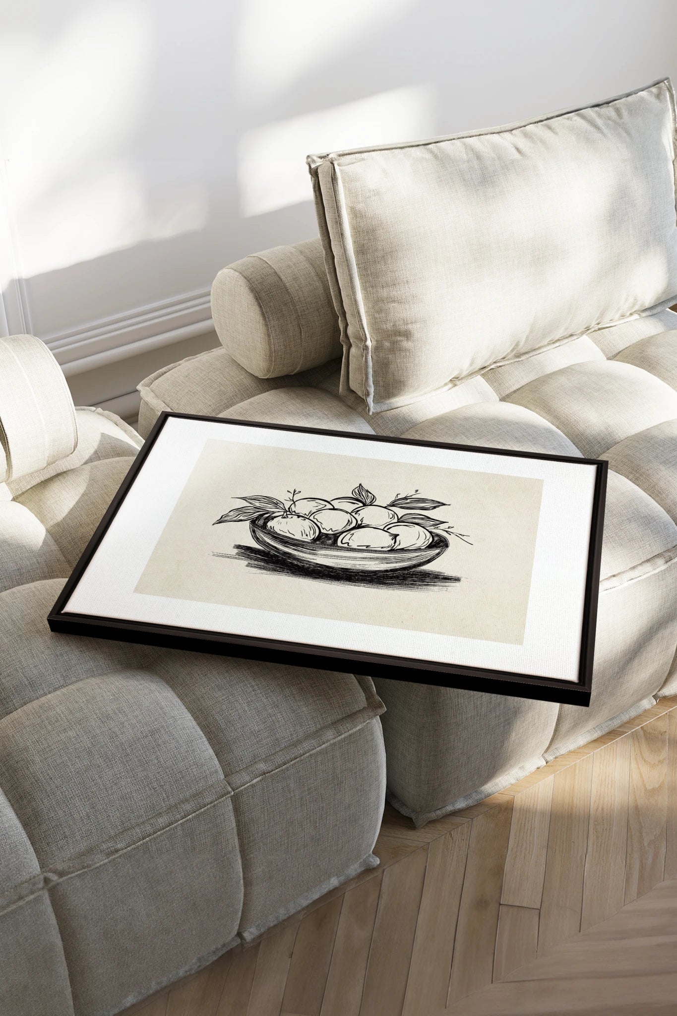 LEMON SKETCH, Oeuvre sur toile étirée, encadré Noir