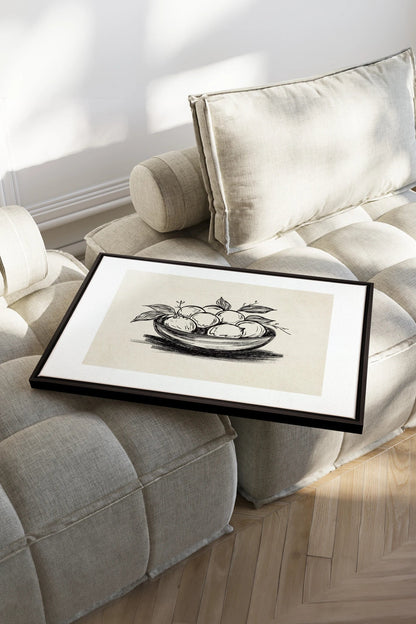 LEMON SKETCH, Oeuvre sur toile étirée, encadré Noir