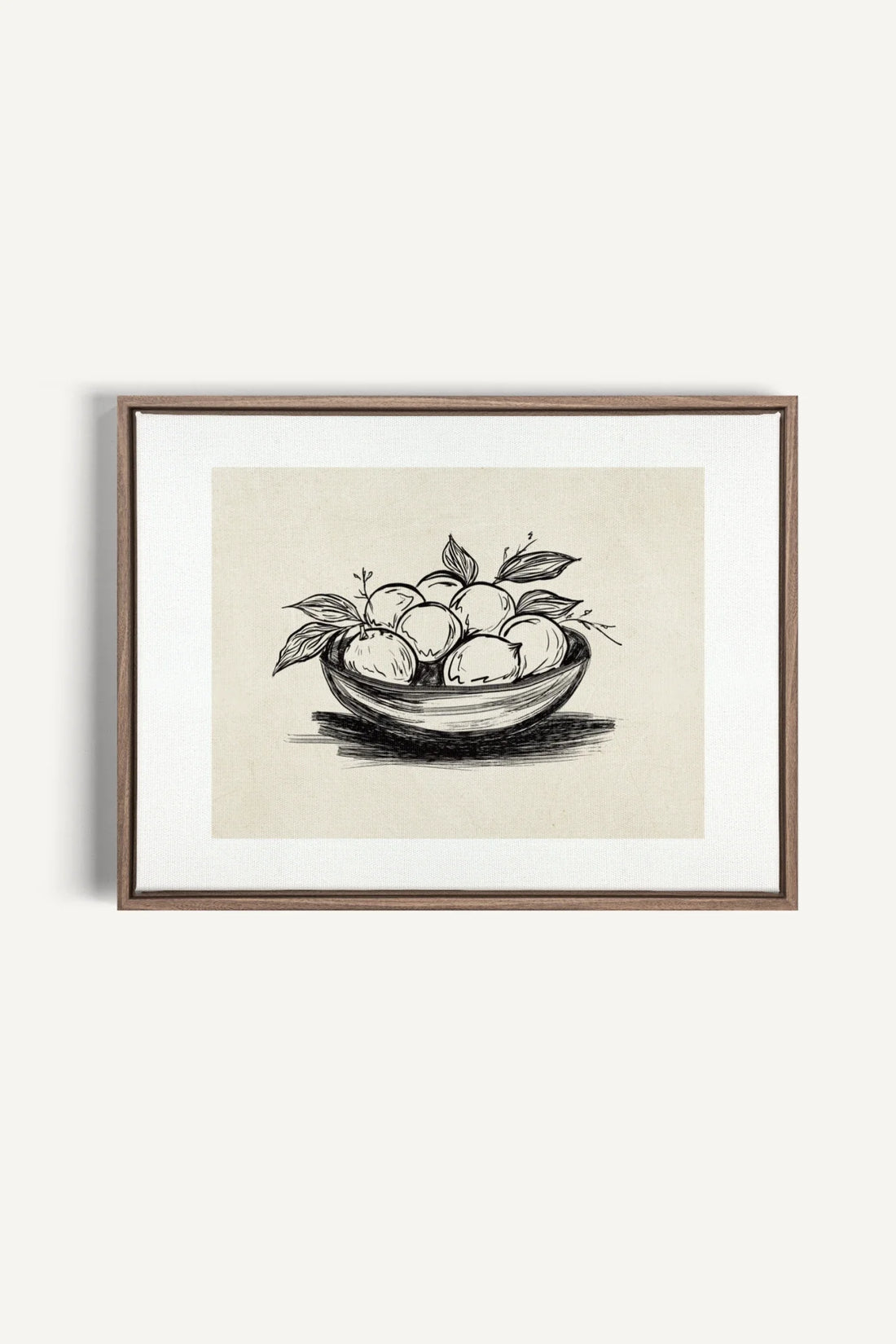 LEMON SKETCH, Oeuvre sur toile étirée, encadré Brun Chêne